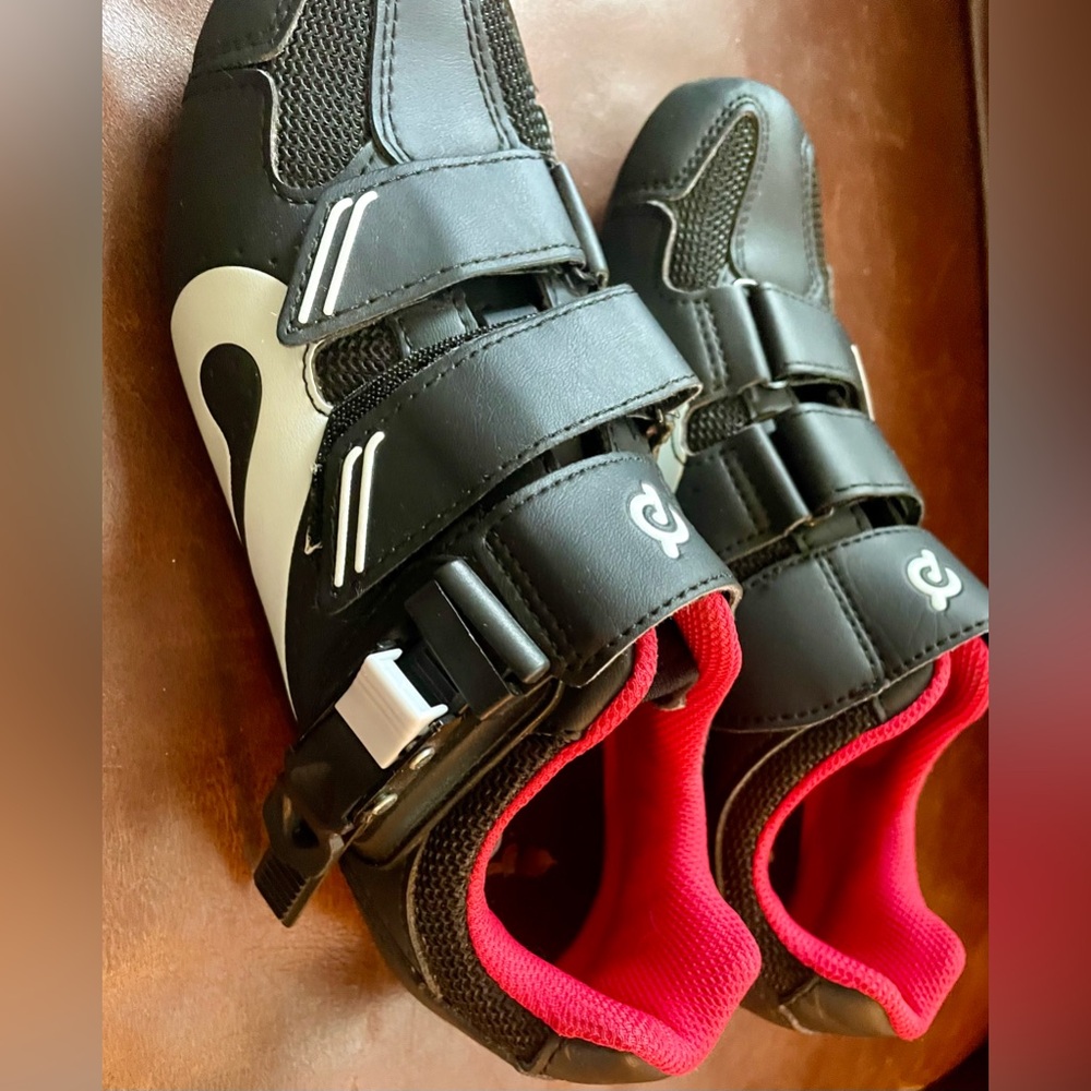 Black and Red Athletic Cycling Shoes